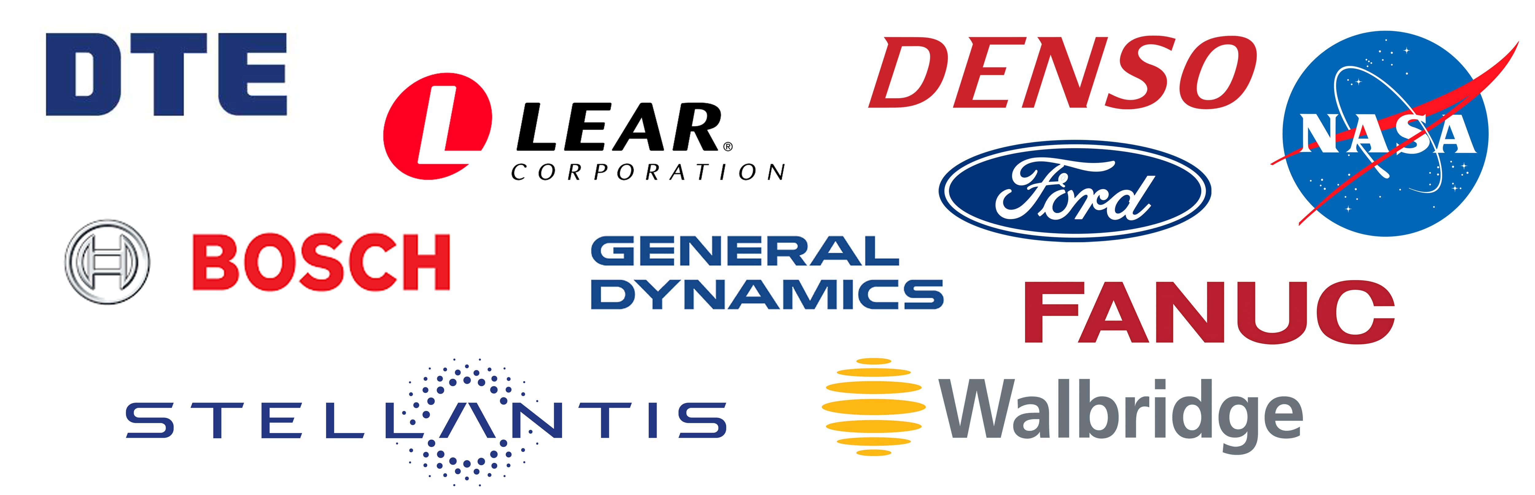 Including:        Ford          FCA          Bosch         Denso         Lear Corporation         General Dynamics      FANUC America      Walbridge      DTE      NASA