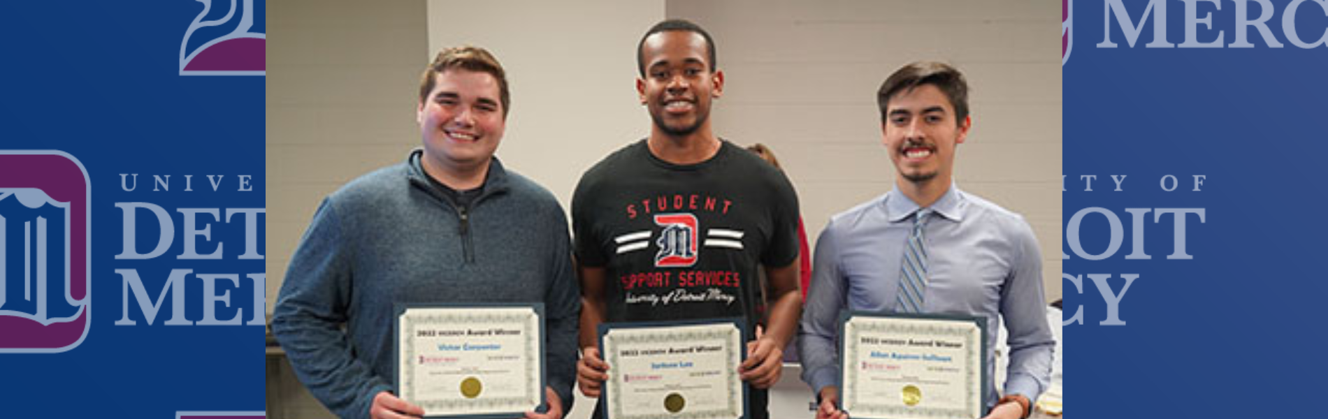 Detroit Mercy students recently received scholarships that will help them continue their vehicle cybersecurity education at the University.