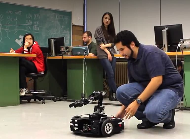 students demo of object manipulation robot