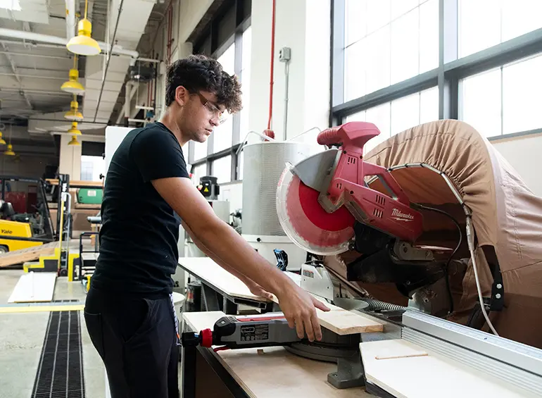 two students working in engineering annex