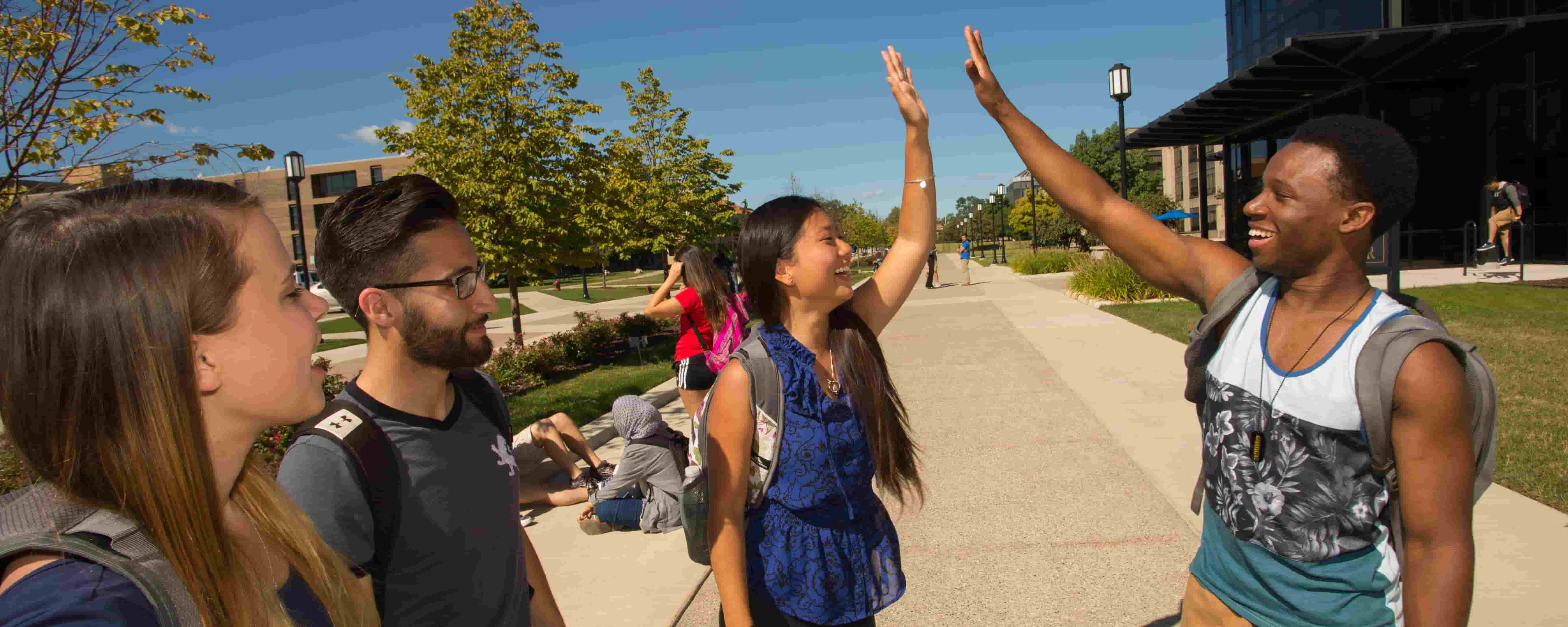 Students in front of Fitness Center