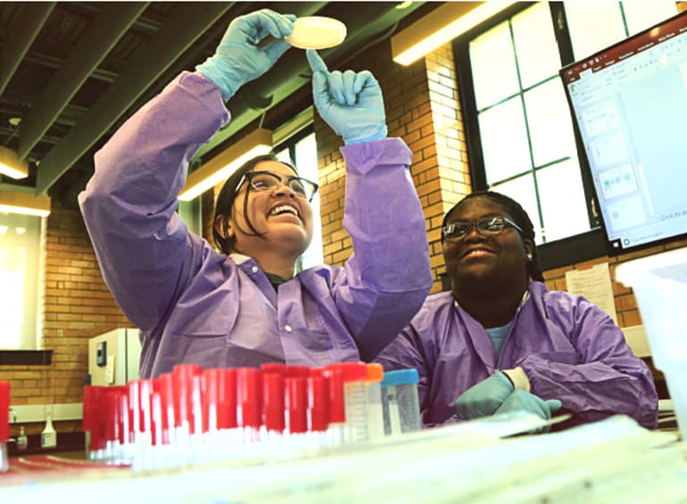 inspire biology lab with two students