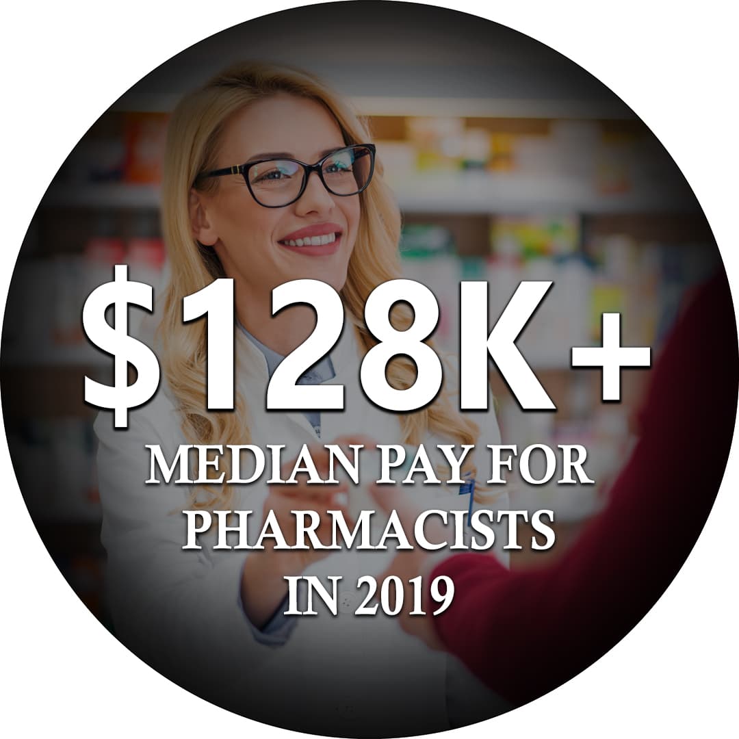 $126K+ Median pay for pharmacists in 2018