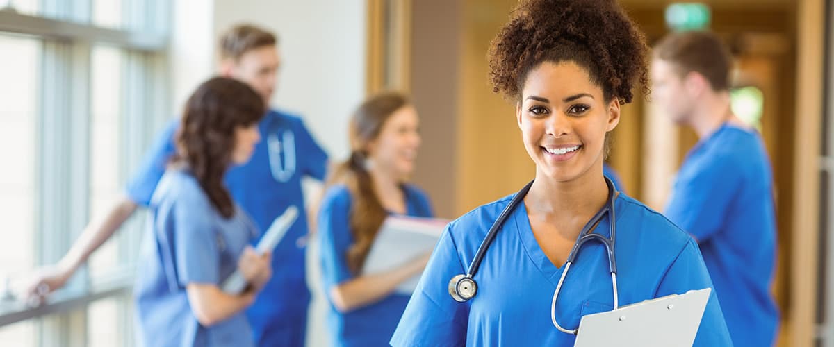 female med student smiling