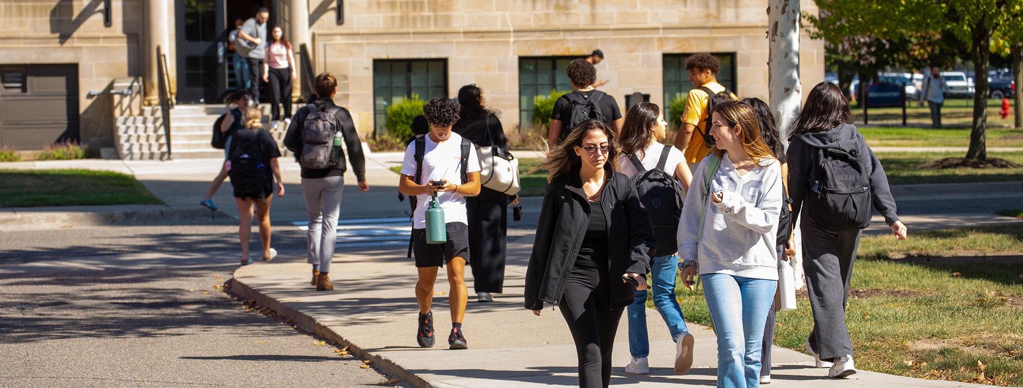 Students walk on campus
